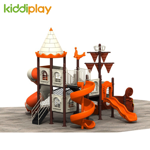 Kids Metal Pirate Ship Series Slides Plastic Outdoor Playground Spiral Slide Toys 