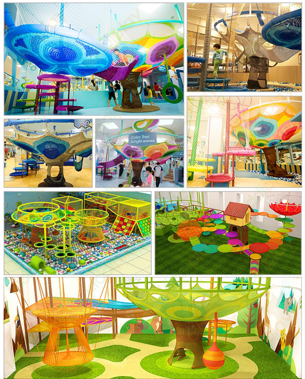 Indoor Playground KiddiPlay Rainbow Colorful Nylon Crocheted Climbing