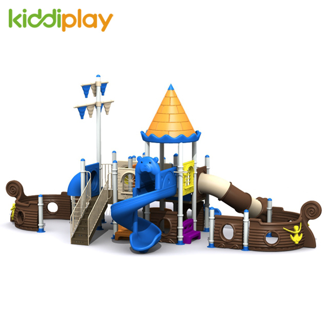  Safe Plastic School Outdoor Slide Pirate Ship Series Playground Equipment 
