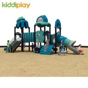 Children Ocean Series Outdoor Playground Equipment Play House With Plastic Slide