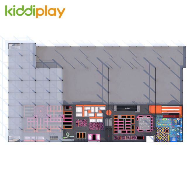 KD11050B New Arrival And Large Indoor Trampoline Park with Spider Tower Zip Line Parkour