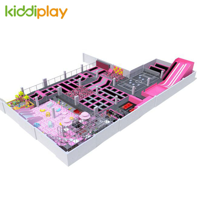 KD11051C Large And Hot Sale Free Jump Trampoline Play Center with Block Building
