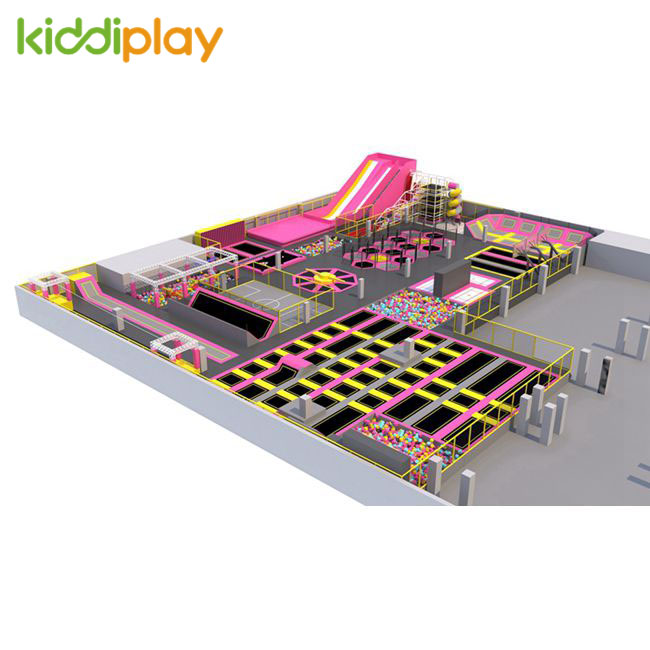 KD11045A Spider Tower Ninja Course Slam Dunk Area Scream Slide Foam Pit Climbing Wall Zip Line Jumping Trampoline Park Center 