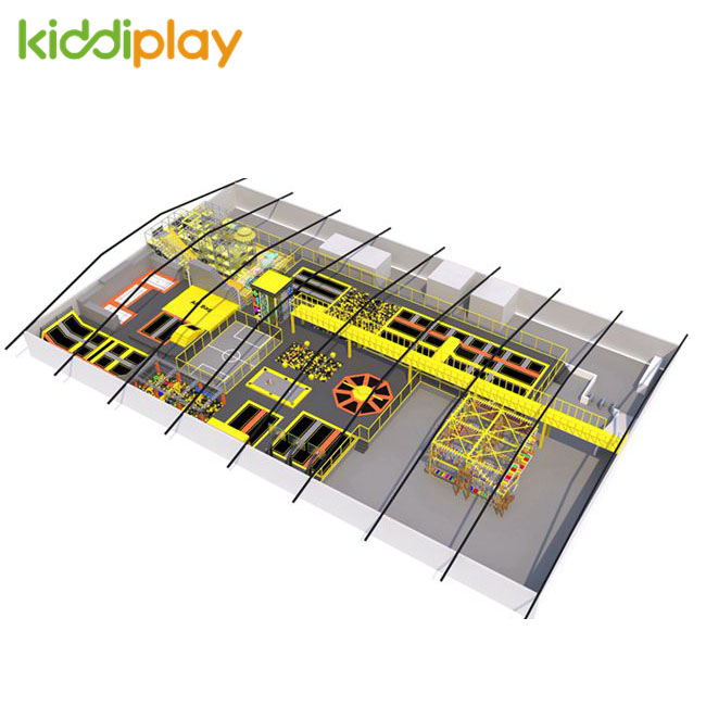 KD11049A Professional Eco-friendly Safety Free Jump Ninja Course Russian Roulette Slum Dunk Area Children Big Indoor Trampoline Park